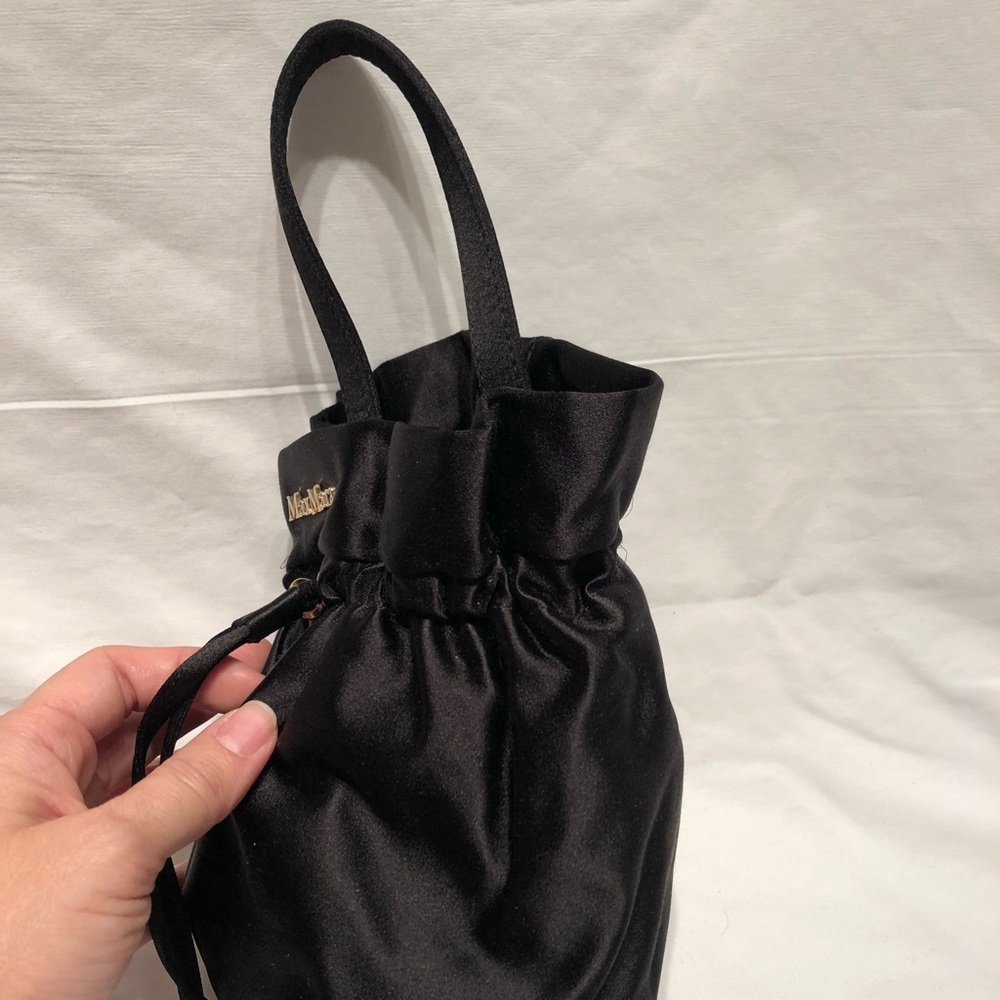NWOT Authentic MaxMara black satin clutch purse - Picture 6 of 7